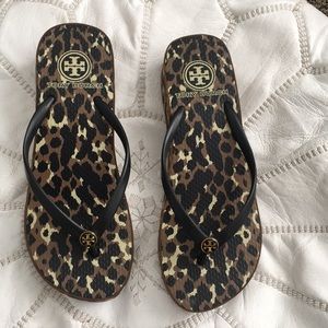 Tory Burch Animal print flip flops